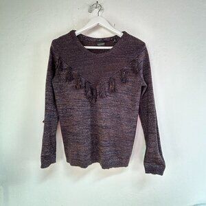 Scotch & Soda Maison Scotch Womens Fringe Sweater Small Metallic Knit Pullover